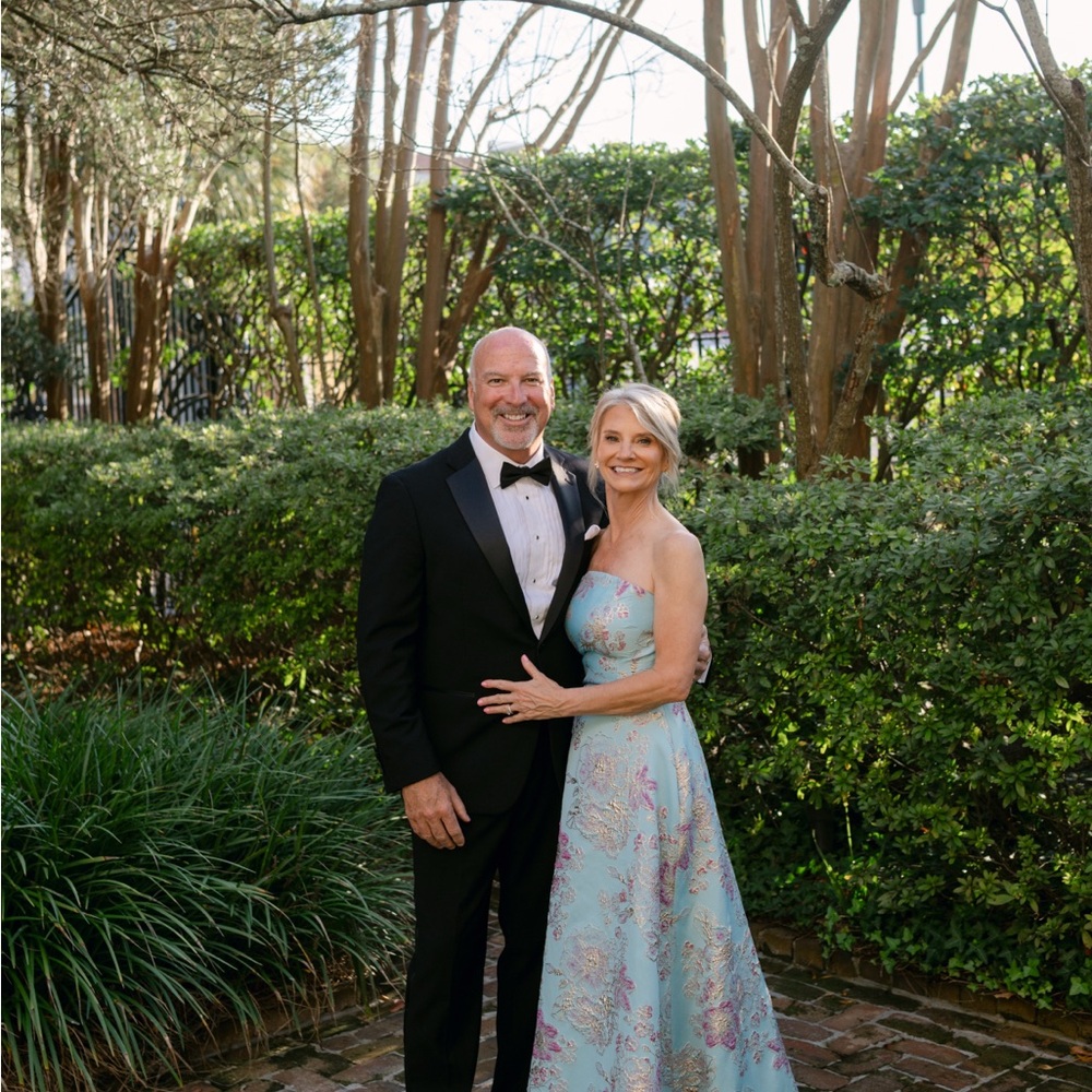 Rickie Freeman for Teri Jon Strapless Floral Dress in Blue and Pink - Picture 2 of 4